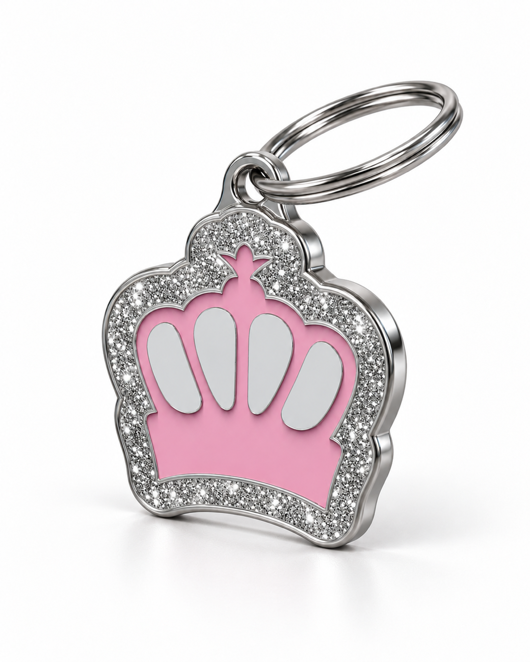 TAGiDOG King Spark Pink ID Tag, angled view
