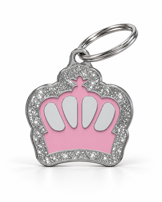 TAGiDOG King Spark Pink ID Tag, front view on white