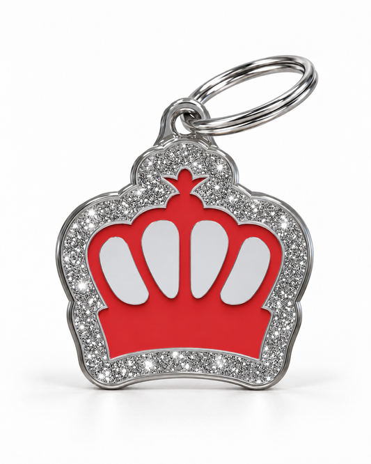 TAGiDOG King Spark Red ID Tag dog ID tag, front view on white