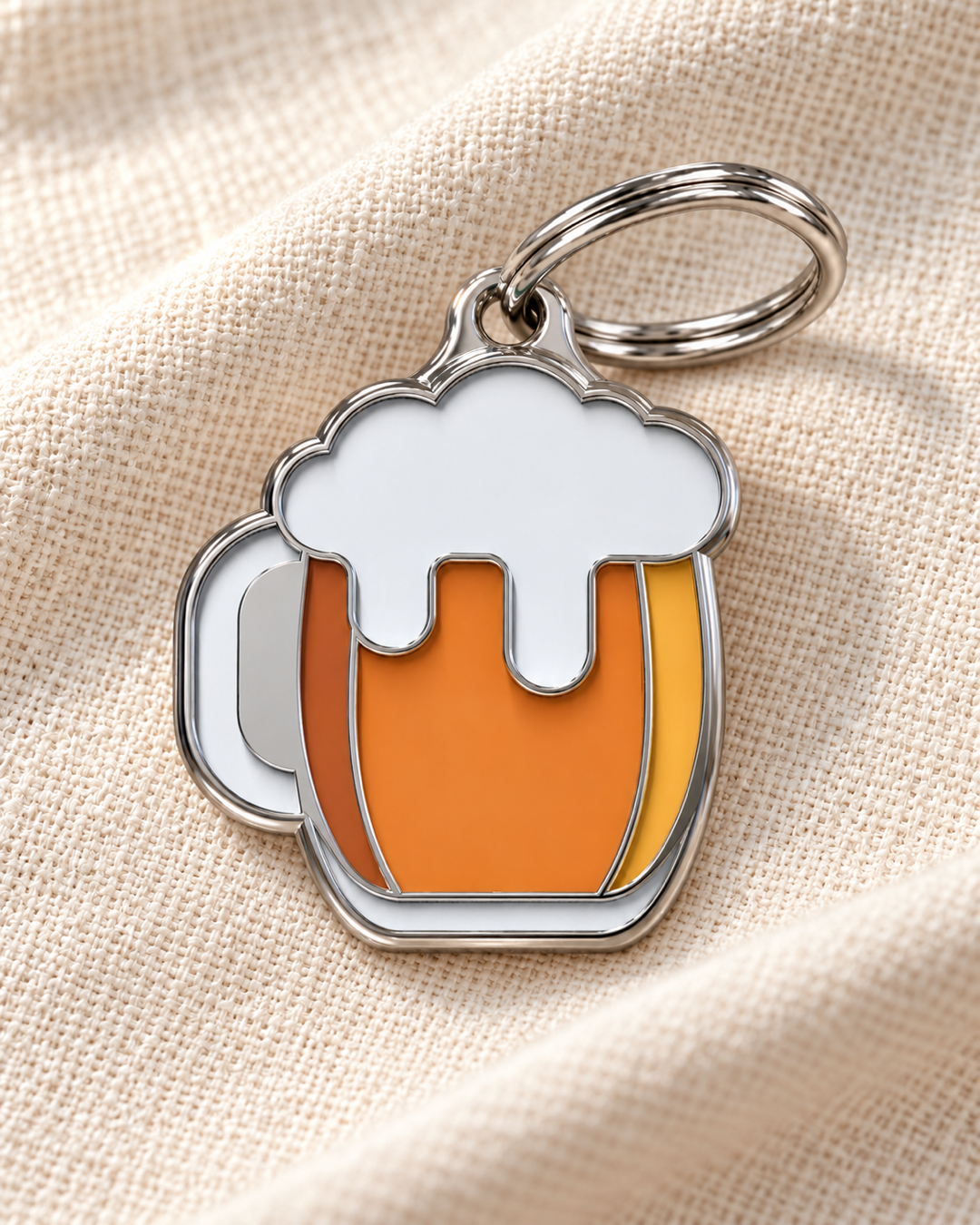 TAGiDOG Lager Beer ID Tag on light linen