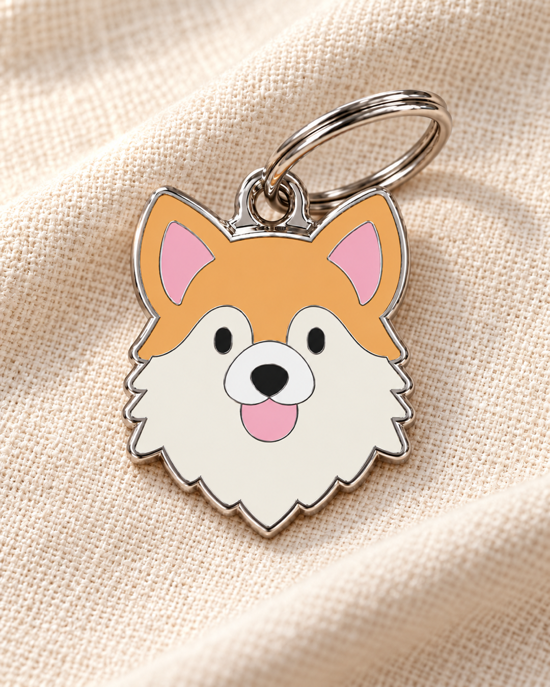 TAGiDOG Long Coat Chihuahua Dog ID Tag on light linen