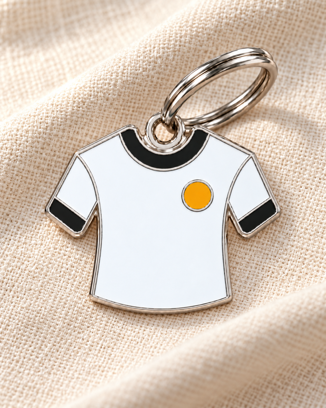 TAGiDOG Los Blancos Jersey ID Tag dog ID tag on light linen