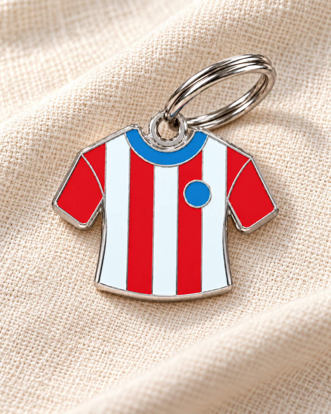 TAGiDOG Los Colchoneros Jersey ID Tag dog ID tag on light linen