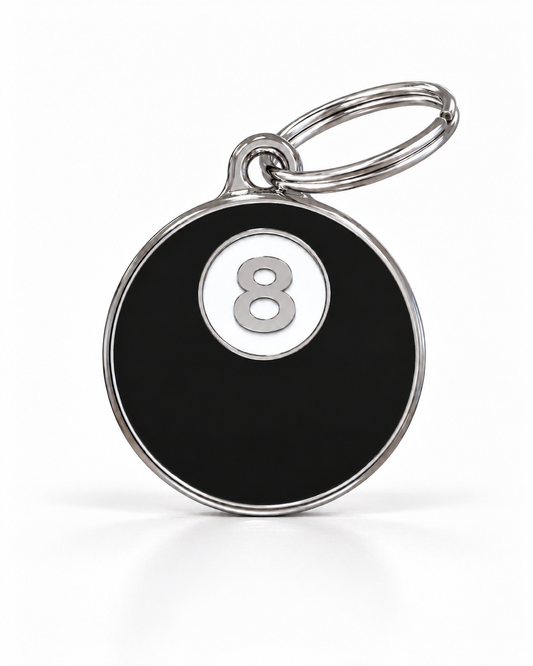TAGiDOG Lucky Eight Billard ID Tag dog ID tag, front view on white