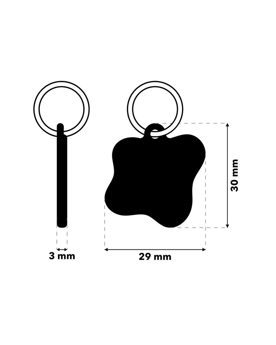 TAGiDOG Morning Bulls Eye ID Tag ID tag dimensions, 29 mm wide and 30 mm high, 3 mm thickness