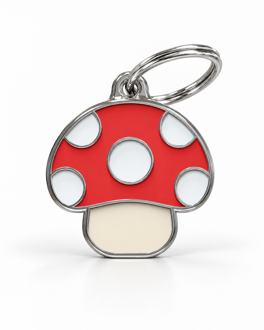 TAGiDOG Mushroom ID Tag dog ID tag, front view on white