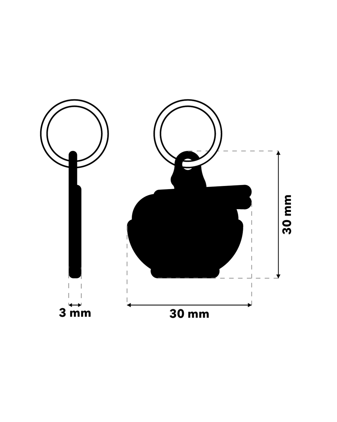 TAGiDOG Noodle ID Tag ID tag dimensions, 30 mm wide and 30 mm high, 3 mm thickness