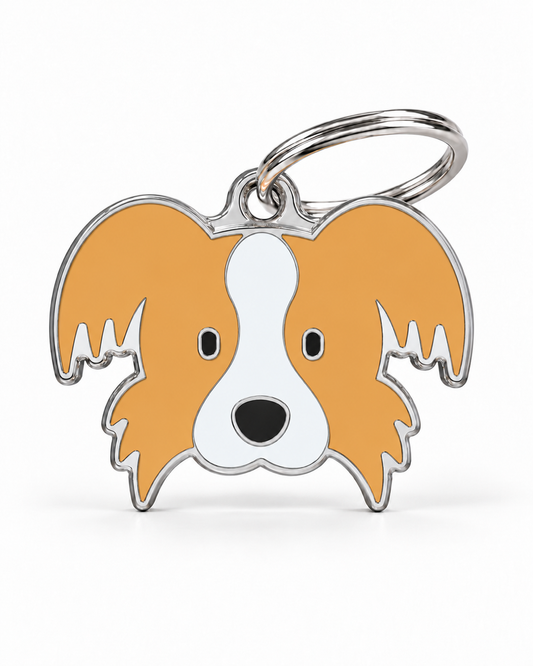TAGiDOG Papillon Dog ID Tag, front view on white