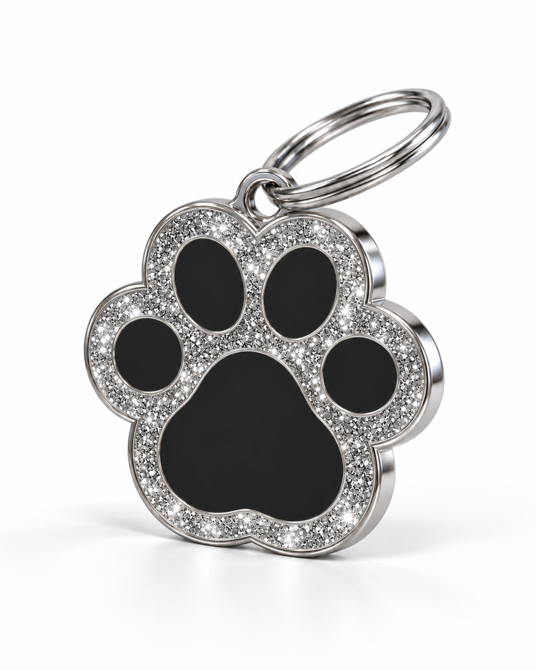 TAGiDOG Paw Spark Black ID Tag dog ID tag, angled view