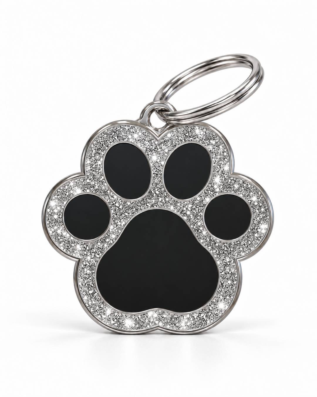 TAGiDOG Paw Spark Black ID Tag dog ID tag, front view on white