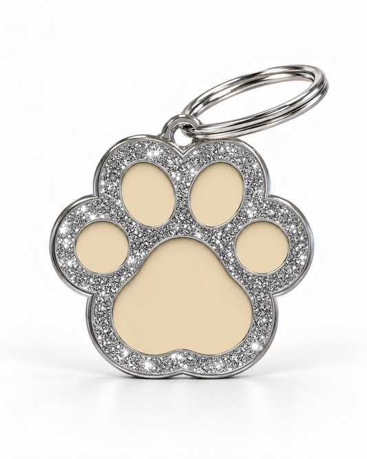 TAGiDOG Paw Spark Cream ID Tag dog ID tag, front view on white