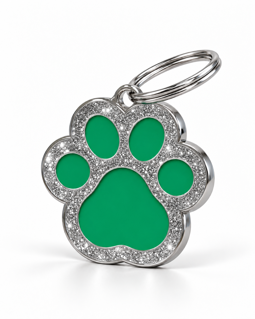 TAGiDOG Paw Spark Green ID Tag, angled view