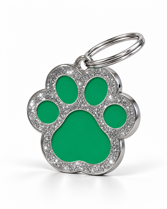 TAGiDOG Paw Spark Green ID Tag, angled view