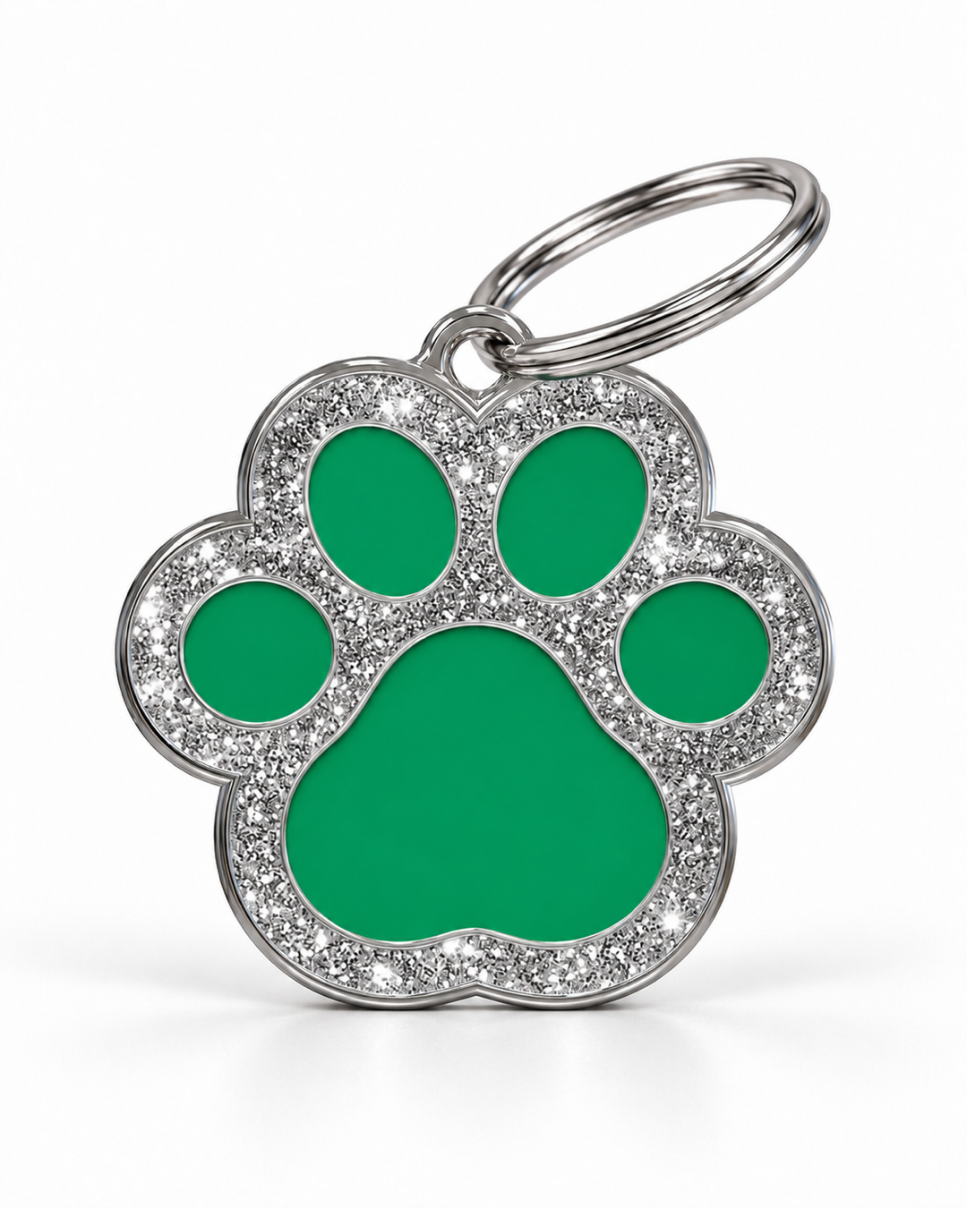 TAGiDOG Paw Spark Green ID Tag, front view on white