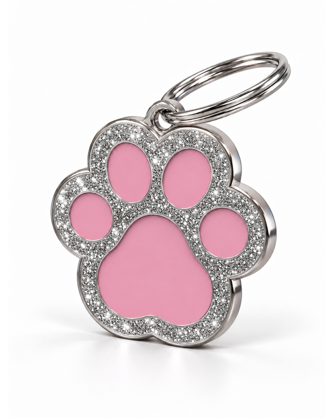 TAGiDOG Paw Spark Pink ID Tag, angled view