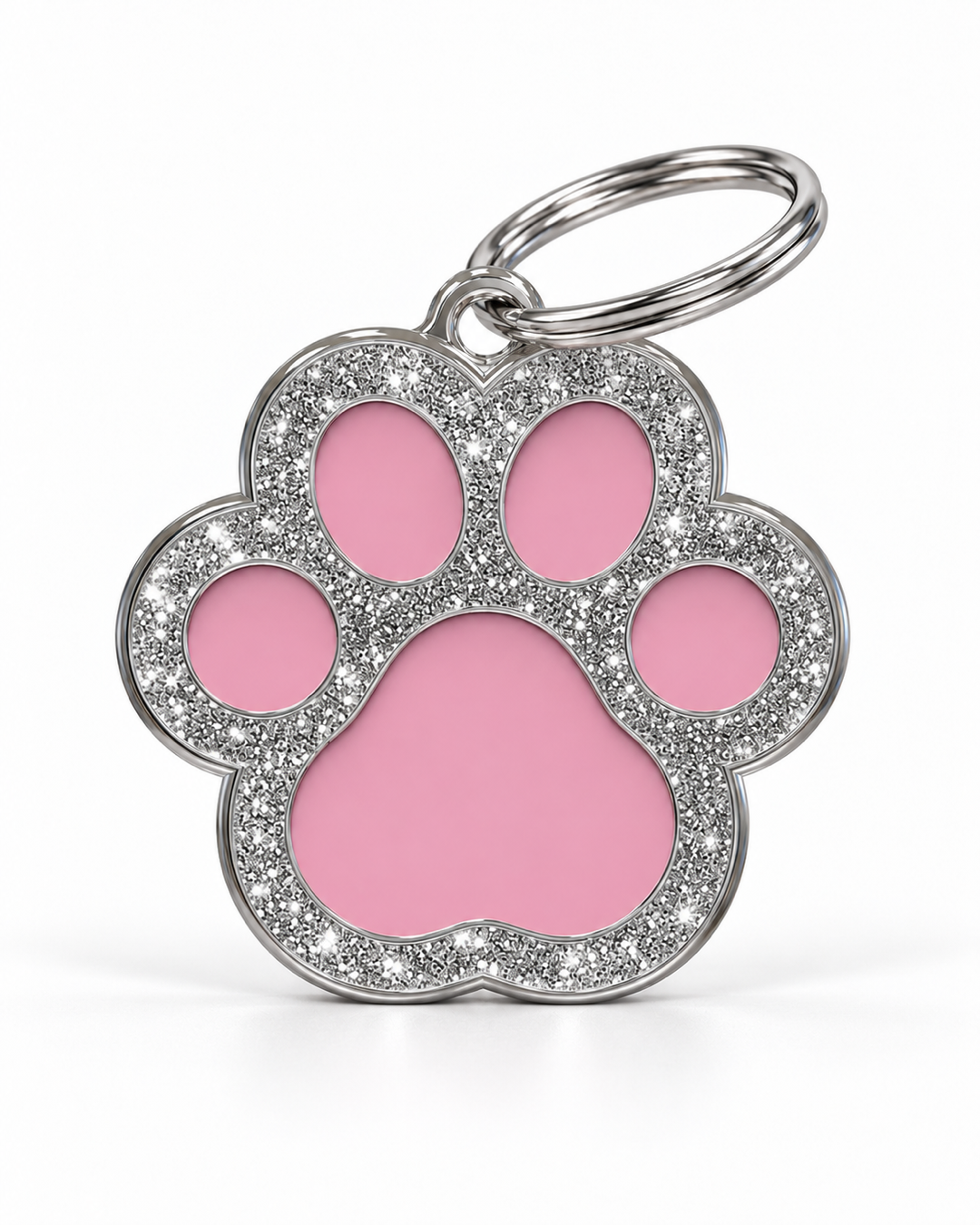 TAGiDOG Paw Spark Pink ID Tag, front view on white