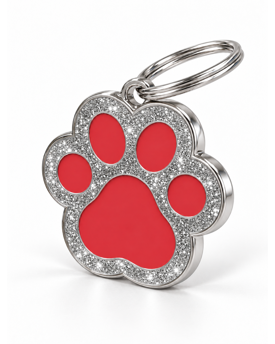 TAGiDOG Paw Spark Red ID Tag dog ID tag, angled view