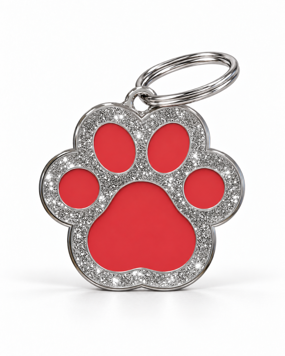 TAGiDOG Paw Spark Red ID Tag dog ID tag, front view on white
