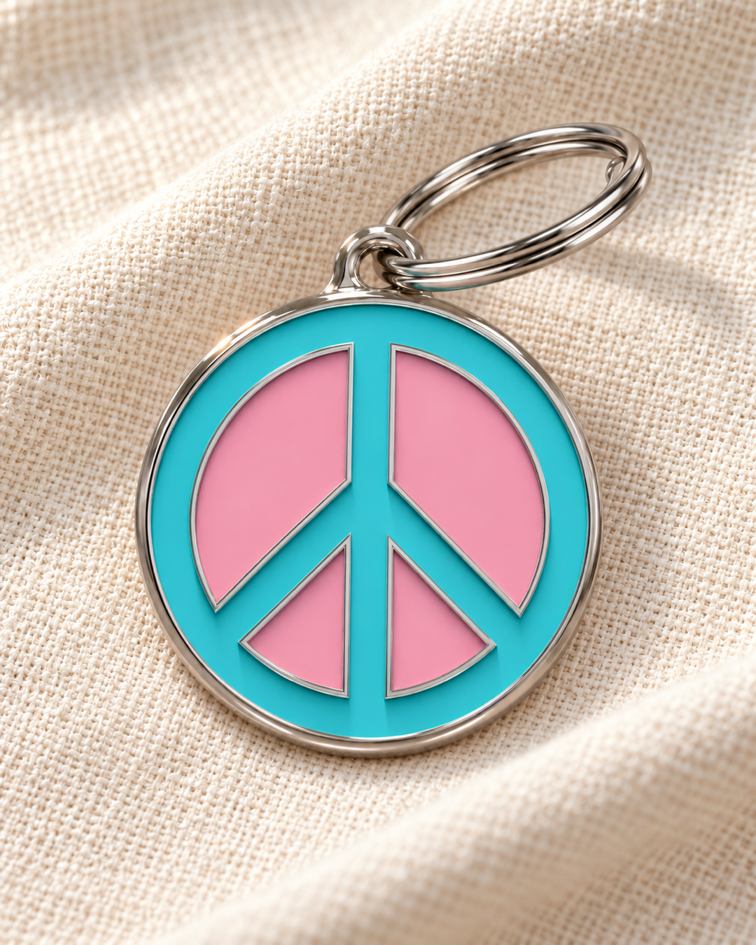 TAGiDOG Peace Bubblepop ID Tag dog ID tag on light linen