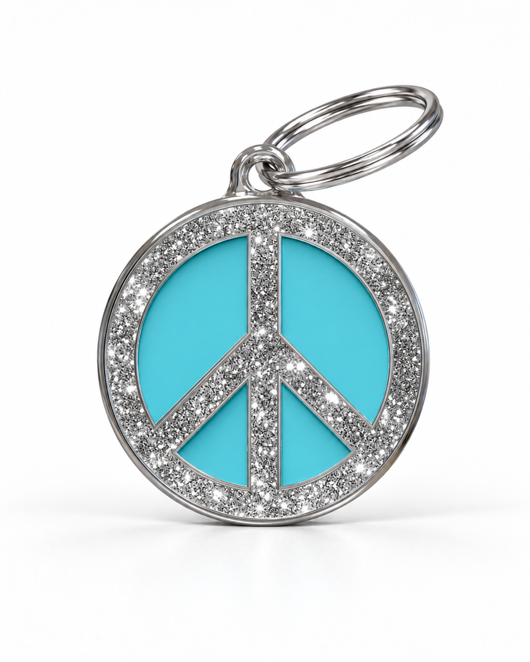 TAGiDOG Peace Spark Blue ID Tag, front view on white