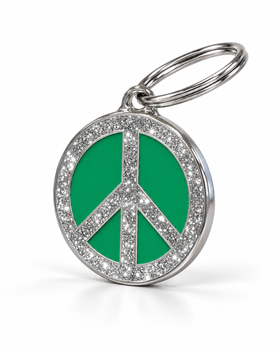 TAGiDOG Peace Spark Green ID Tag, angled view