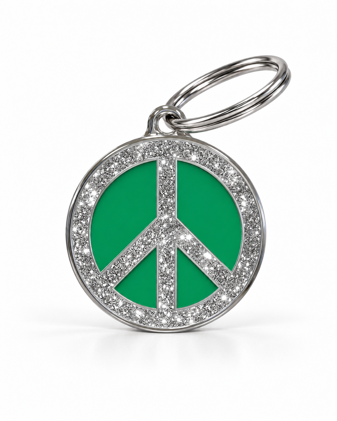 TAGiDOG Peace Spark Green ID Tag, front view on white