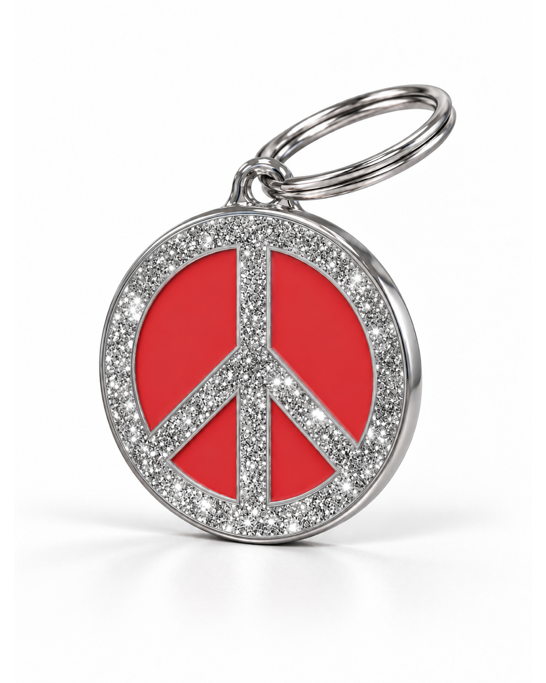 TAGiDOG Peace Spark Red ID Tag dog ID tag, angled view