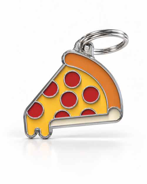 TAGiDOG Pizza ID Tag dog ID tag, front view on white