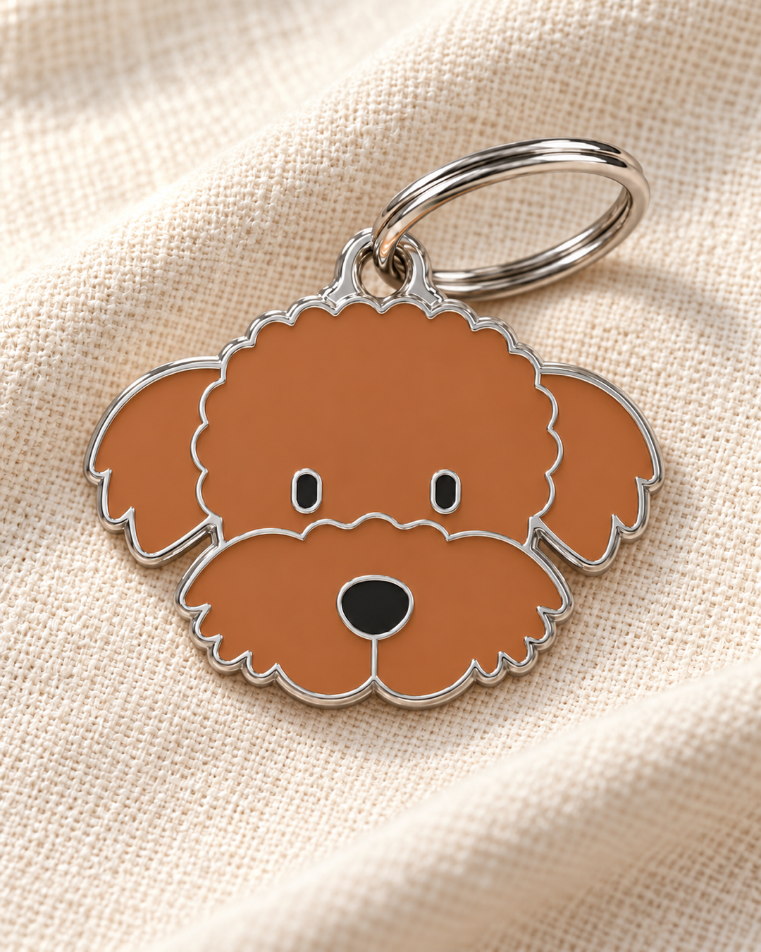 TAGiDOG Poodle Dog ID Tag on light linen