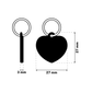 TAGiDOG Solid Heart Black ID Tag ID tag dimensions, 27 mm wide and 27 mm high, 3 mm thickness