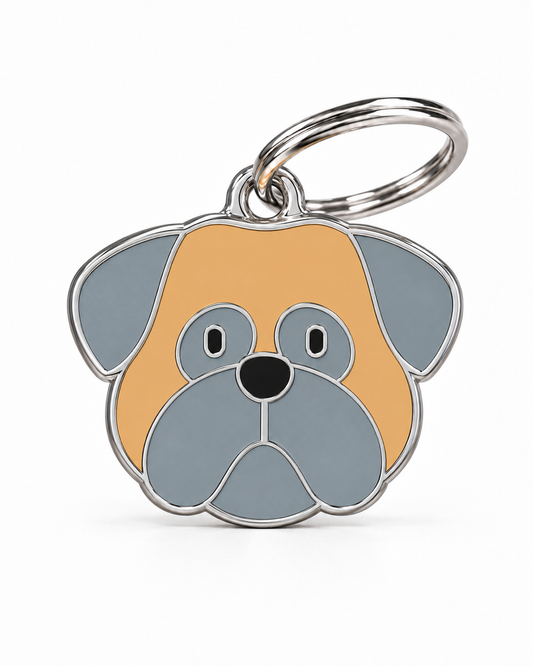 TAGiDOG Pug Dog ID Tag, front view on white