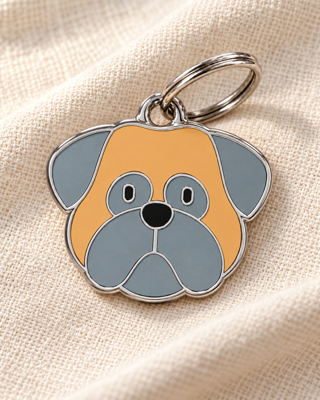 TAGiDOG Pug Dog ID Tag on light linen
