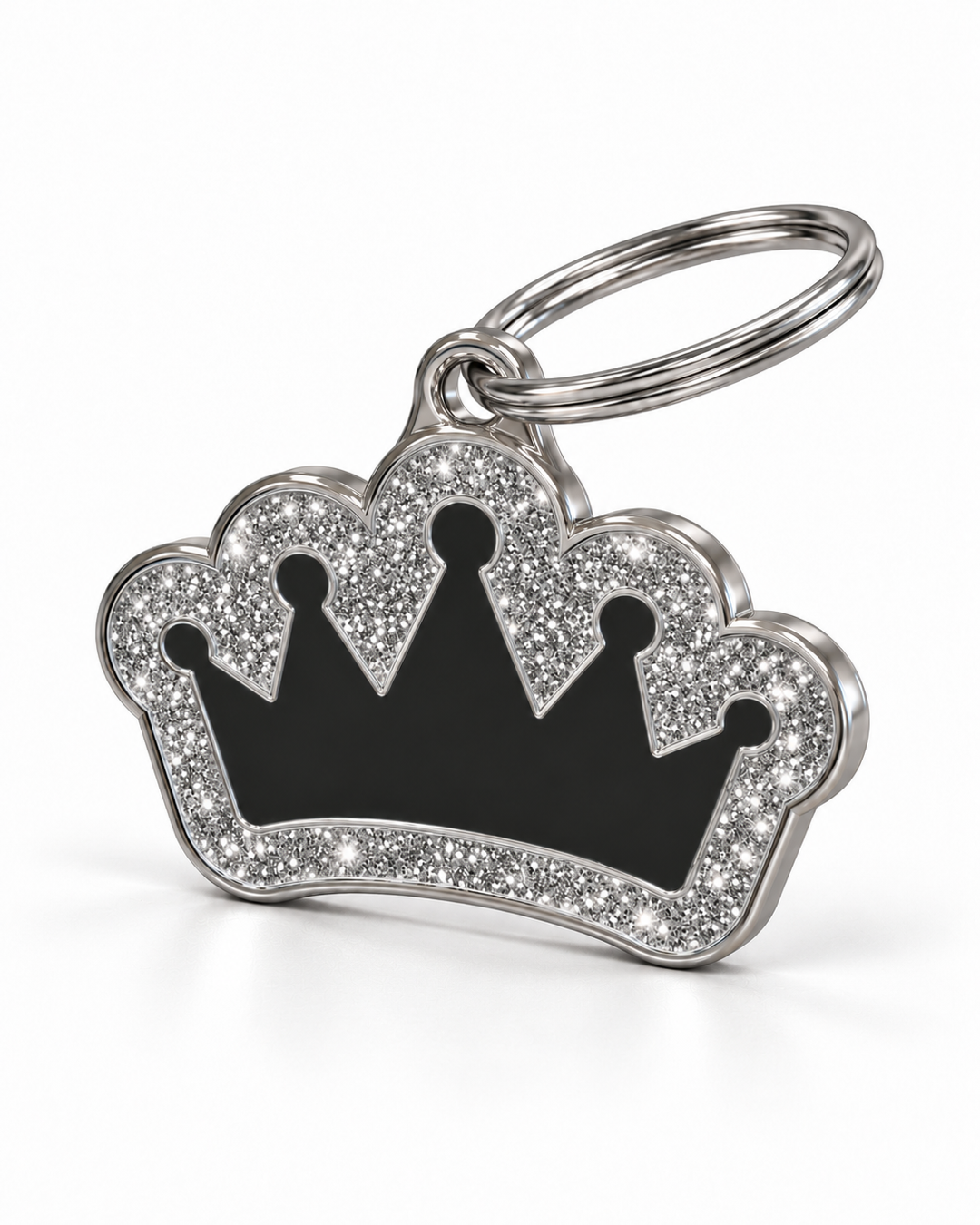 TAGiDOG Queen Spark Black ID Tag dog ID tag, angled view