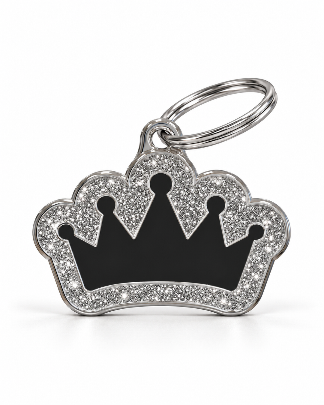 TAGiDOG Queen Spark Black ID Tag dog ID tag, front view on white