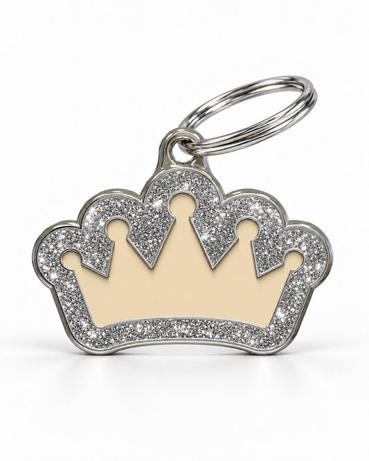 TAGiDOG Queen Spark Cream ID Tag dog ID tag, front view on white