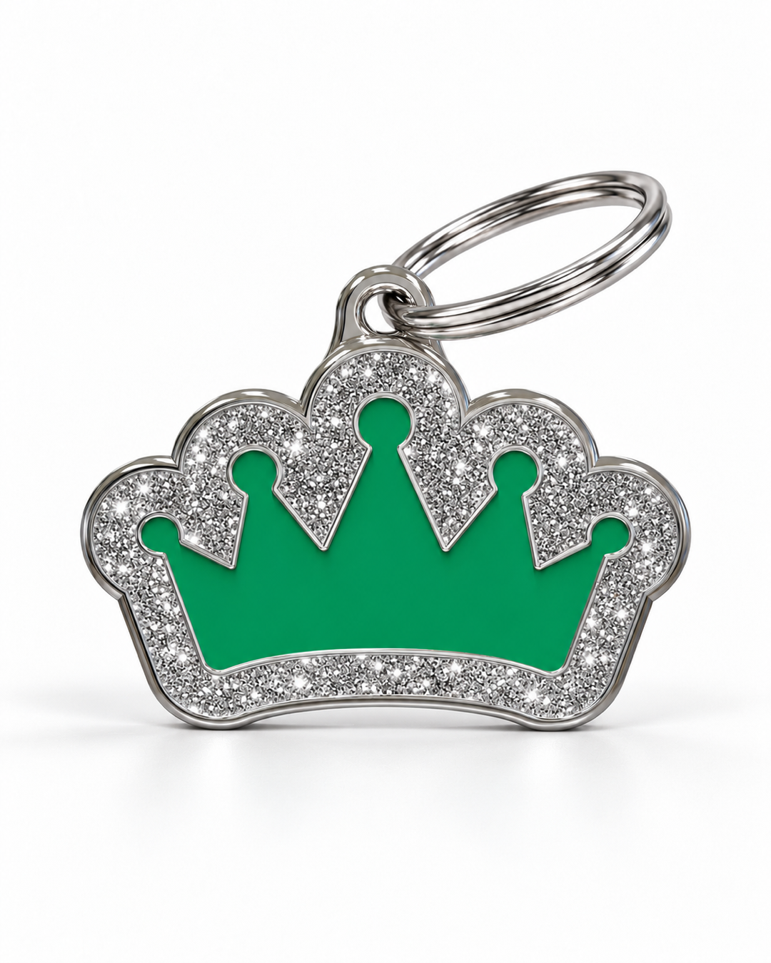 TAGiDOG Queen Spark Green ID Tag, front view on white