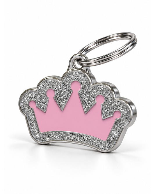 TAGiDOG Queen Spark Pink ID Tag, angled view