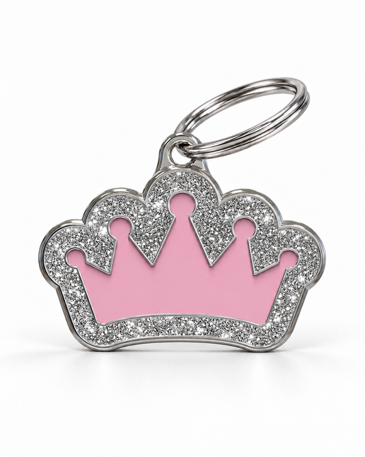 TAGiDOG Queen Spark Pink ID Tag, front view on white