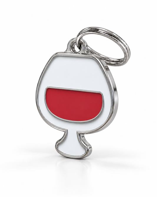 TAGiDOG Red Wine ID Tag dog ID tag, angled view