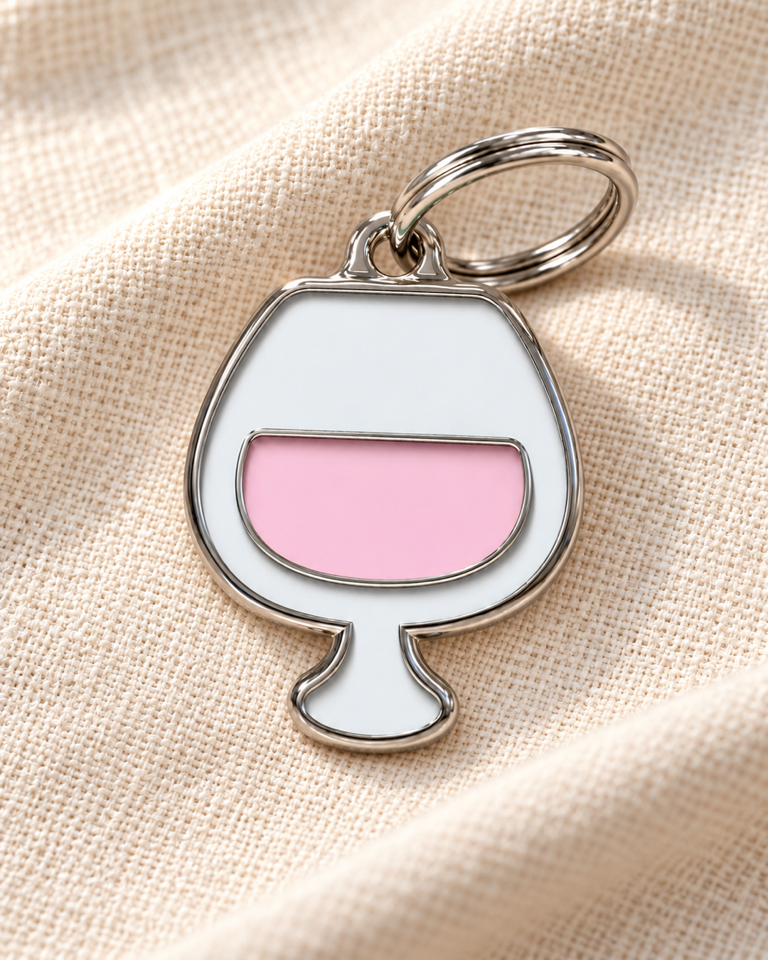 TAGiDOG Rosé ID Tag dog ID tag on light linen