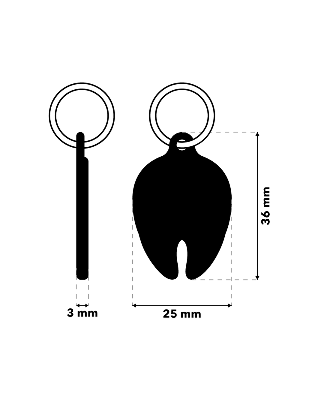 TAGiDOG Salmon ID Tag ID tag dimensions, 25 mm wide and 36 mm high, 3 mm thickness