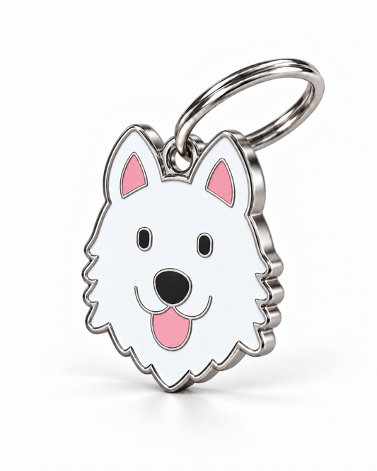 TAGiDOG Samoyed Dog ID Tag, angled view