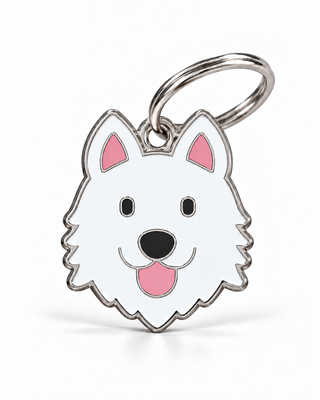 TAGiDOG Samoyed Dog ID Tag, front view on white
