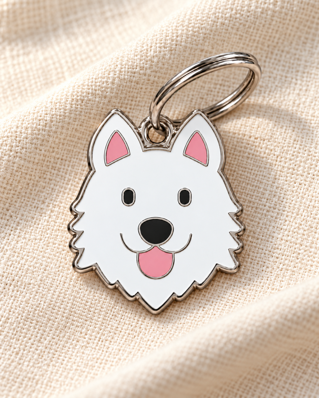TAGiDOG Samoyed Dog ID Tag on light linen