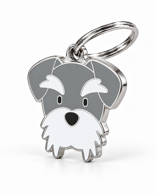 TAGiDOG Schnauzer Dog ID Tag, angled view