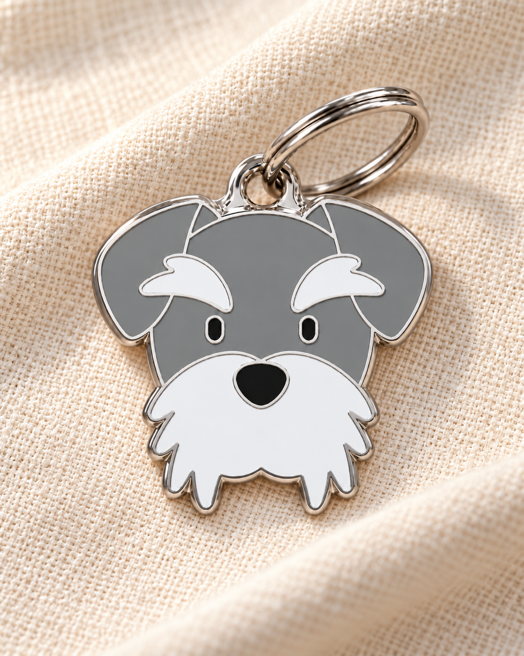 TAGiDOG Schnauzer Dog ID Tag on light linen