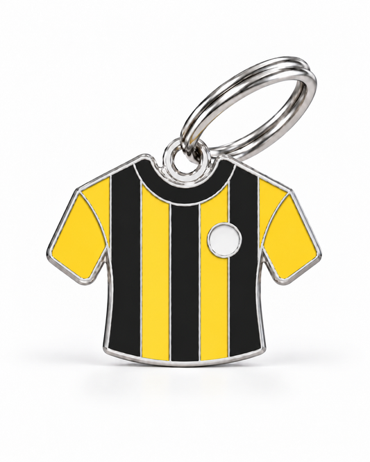 TAGiDOG Schwarzgelben Jersey ID Tag dog ID tag, front view on white