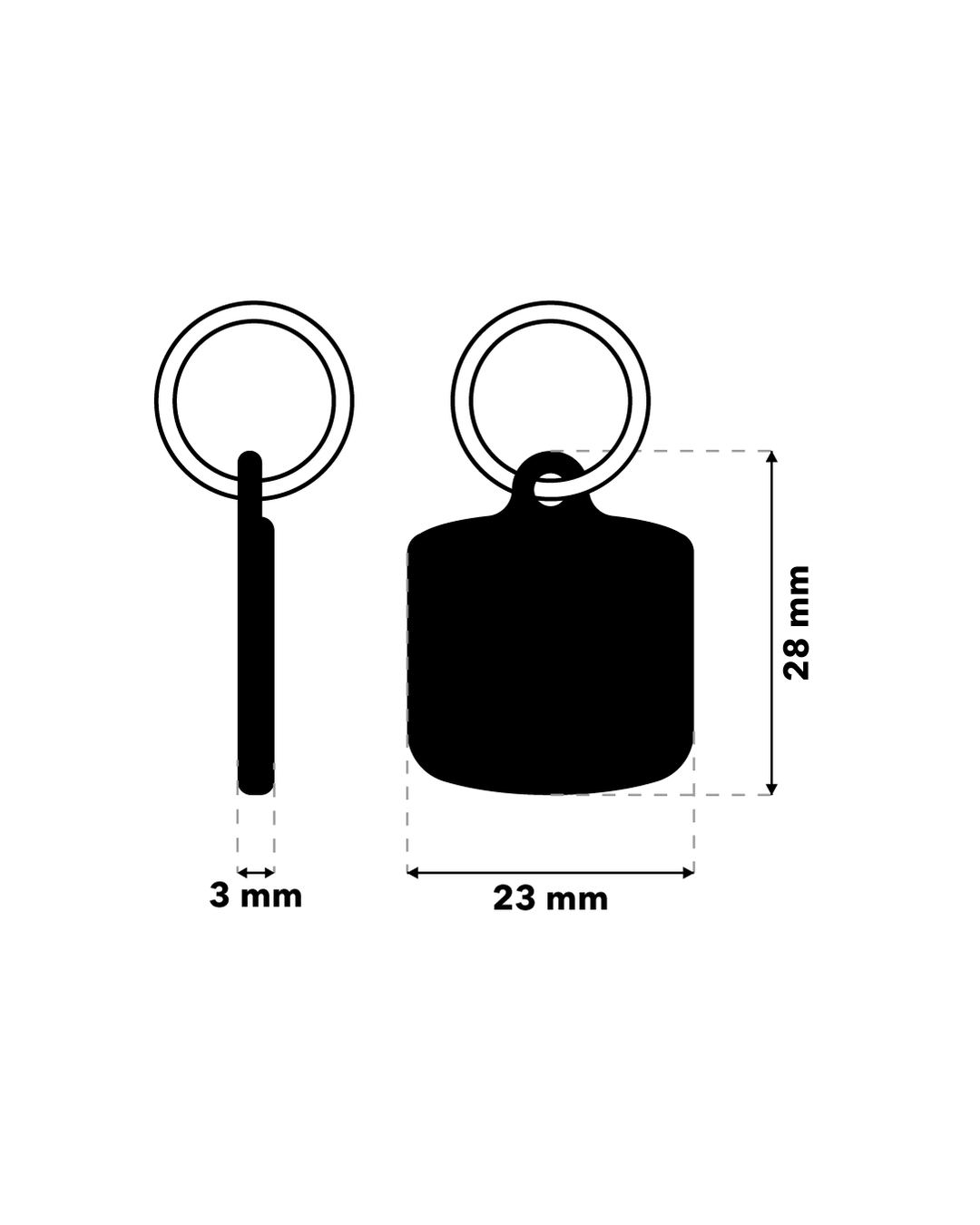 TAGiDOG Scotch ID Tag ID tag dimensions, 23 mm wide and 28 mm high, 3 mm thickness