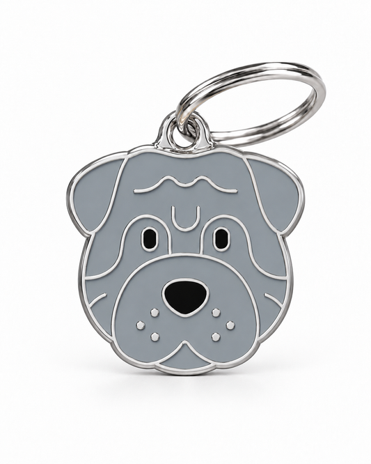 TAGiDOG Shar Pei Dog ID Tag, front view on white