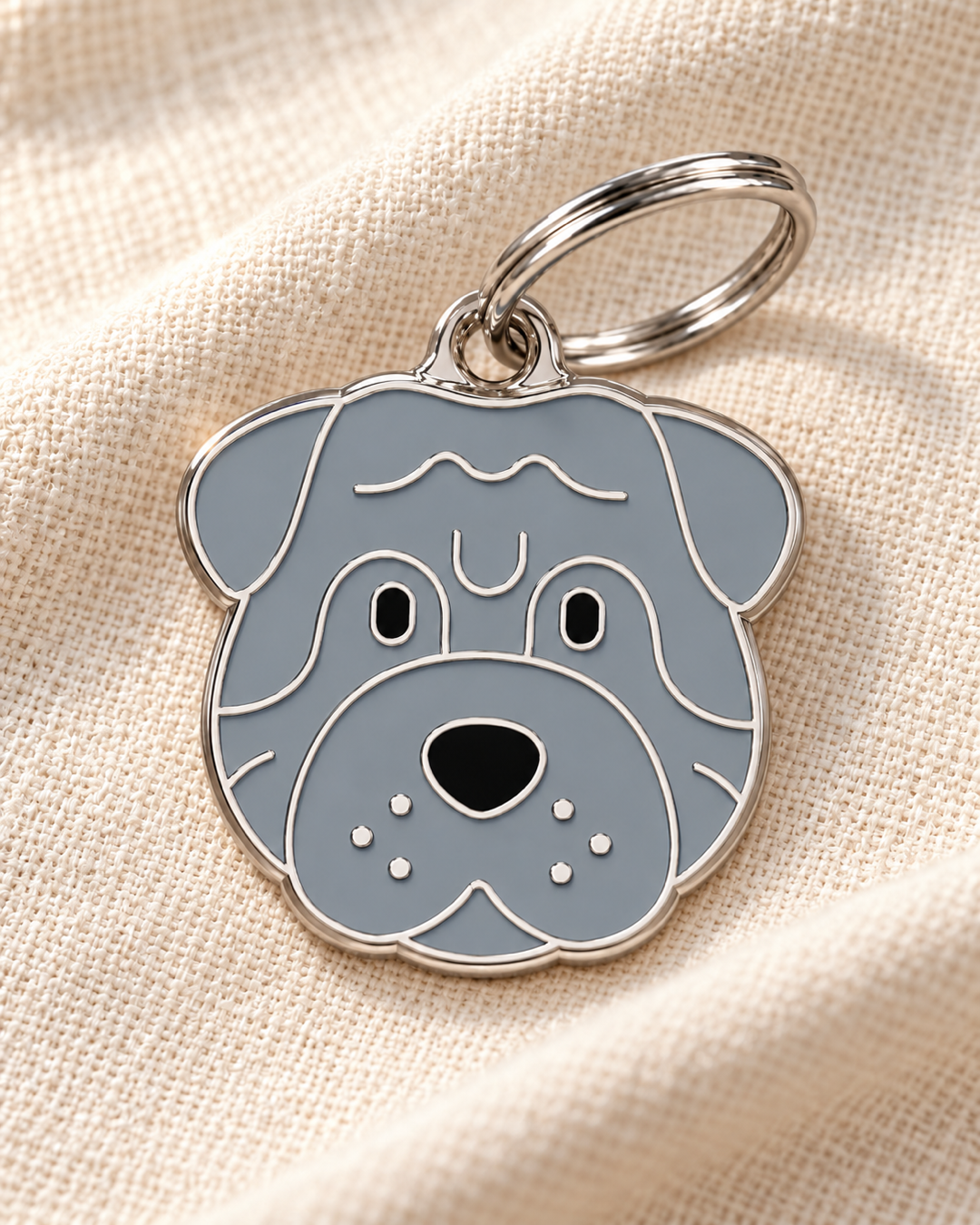 TAGiDOG Shar Pei Dog ID Tag on light linen